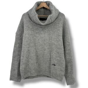 Kjus New Cowl Neck Sweater Womens Size Large 40 Heather Gray Mohail Wool